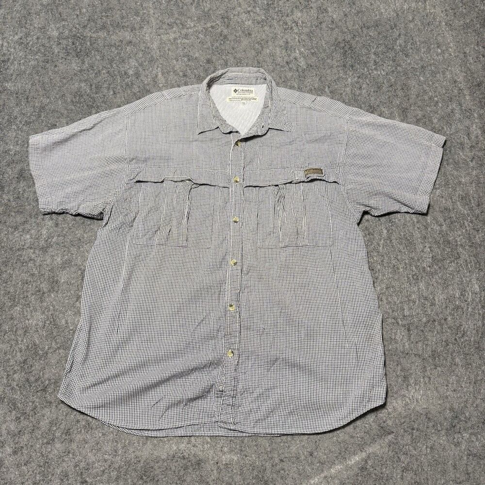 Vintage 90s Columbia Fishing Shirt Mens XL Gingham Plaid Rayon Blend Vent PFG